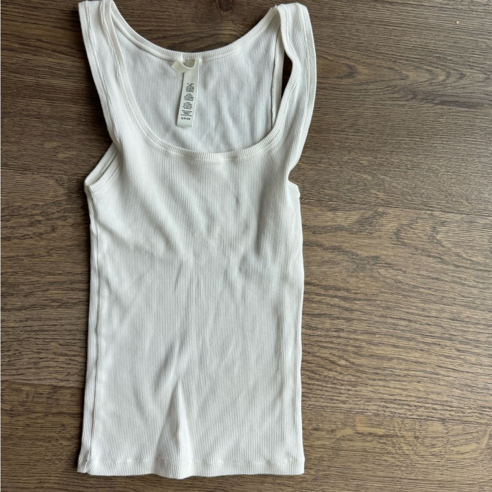 SKIMS long cotton rib tank   color bone size small